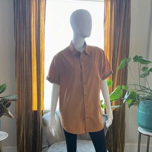 Aeropostale Short-Sleeve Button-Down Shirt in Rust Brown